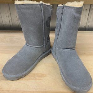 NEW Women's BearPaw Clara Suede Sheepskin/Wool Water Resistant Boot Rubber
